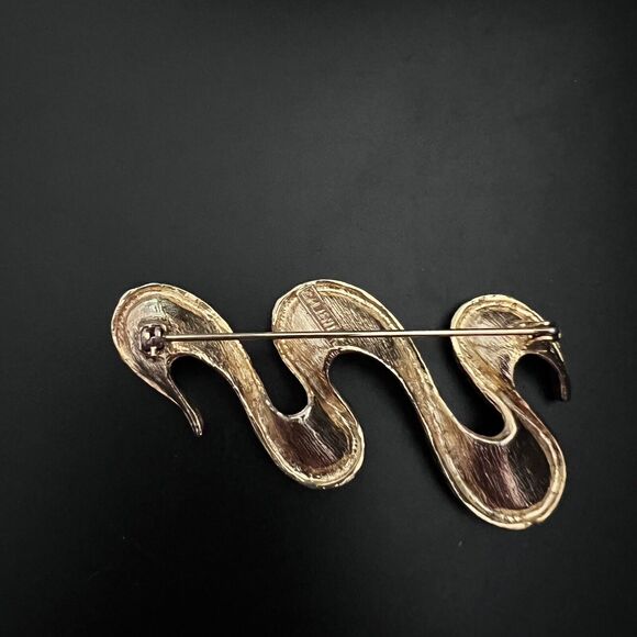 Large Mjent Goldtone Swirl Brooch - 2.75" Vintage Statement Pin - Picture 5 of 7